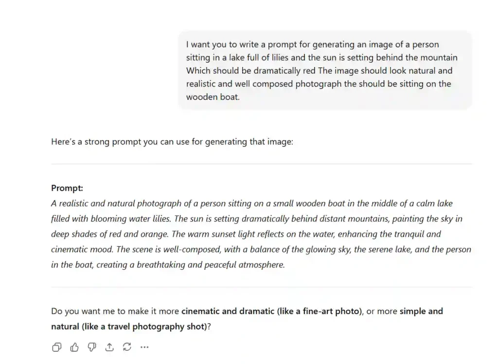 This picture consists of the prompt I have written with no knowledge to prompt engineering. The image consists of the AI prompt hack for beginners.