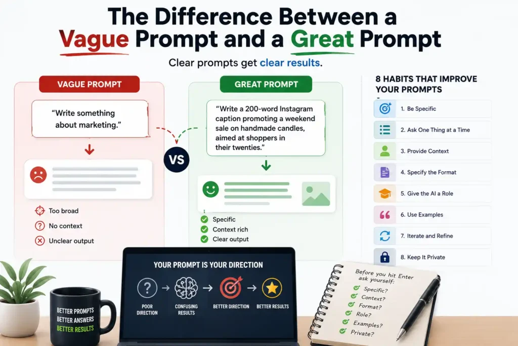 AI prompting mistakes differentiate betweeen Vague and Good Prompt