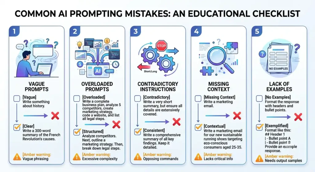 Common mistakes people make when writing AI prompts