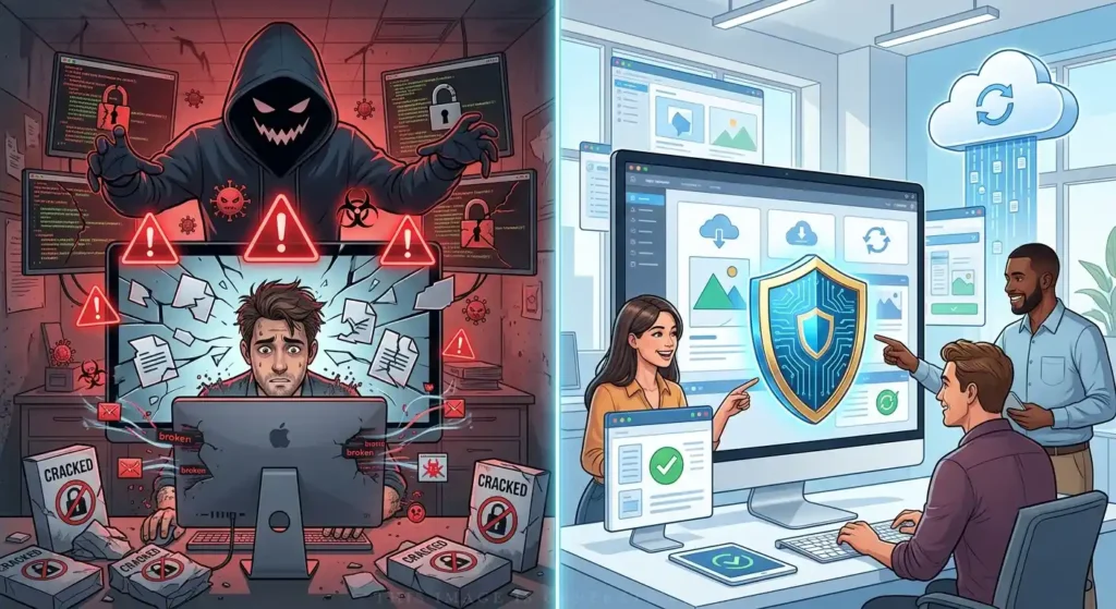 cracked software versus legitimate free alternatives