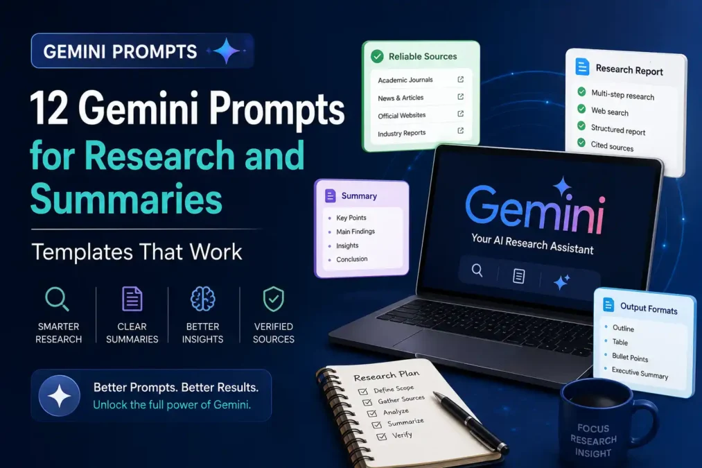 Gemini Prompts for Research and Summaries: 12 Templates That Work